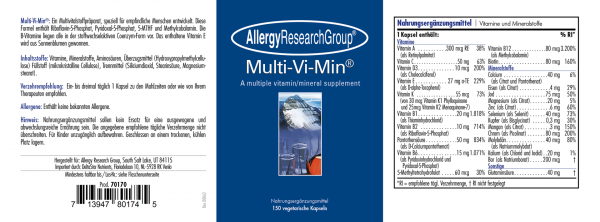 Allergy Research Group - Multi-Vi-Min® (150 Kapseln)