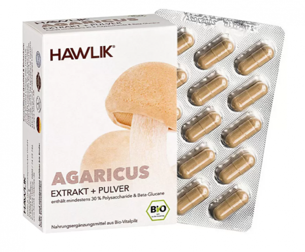 HAWLIK Bio Agaricus Extrakt + Pulver Kapseln