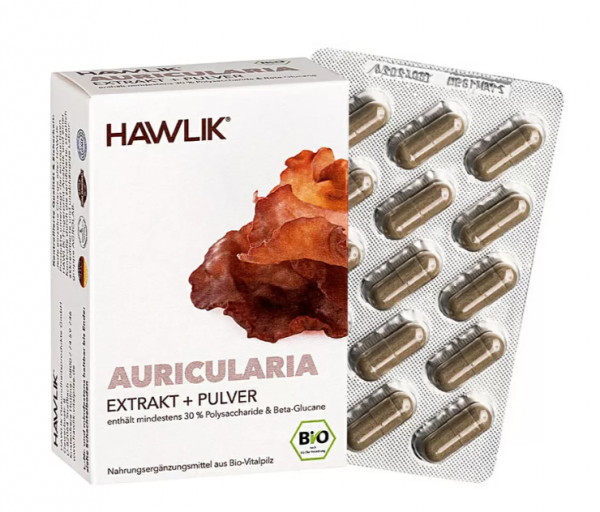 HAWLIK Bio Auricularia Extrakt+Pulver Kapseln