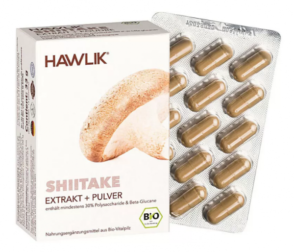 HAWLIK Bio Shiitake Extrakt + Pulver Kapseln